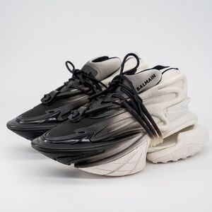 size 44/ US 11 - Balmain Unicorn Black White Spray Gradient Sneakers Neoprene